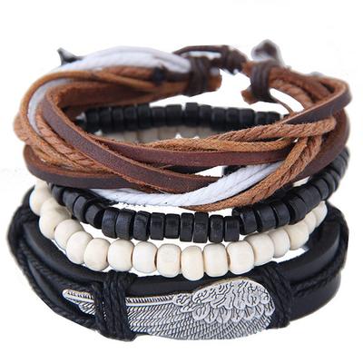 Modisches, vielseitiges, berühmtes mehrschichtiges Lederarmband, gewebtes Perlenarmband im Retro-Stil