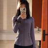Top de Yoga pentru Femei cu Mânecă Lungă Croială Slim Fit Elasticitate Ridicată Fermoar Complet Guler Înalt Sportiv Exterior Sală