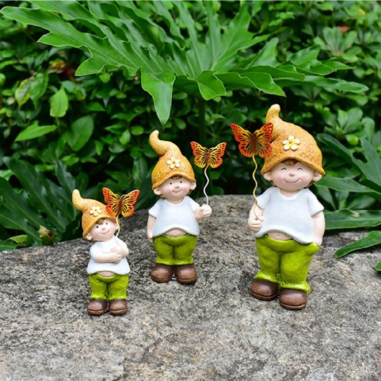 Set of 3 Butterfly Boy Garden Decoration Indoor Outdoor Garden Landscape Statue