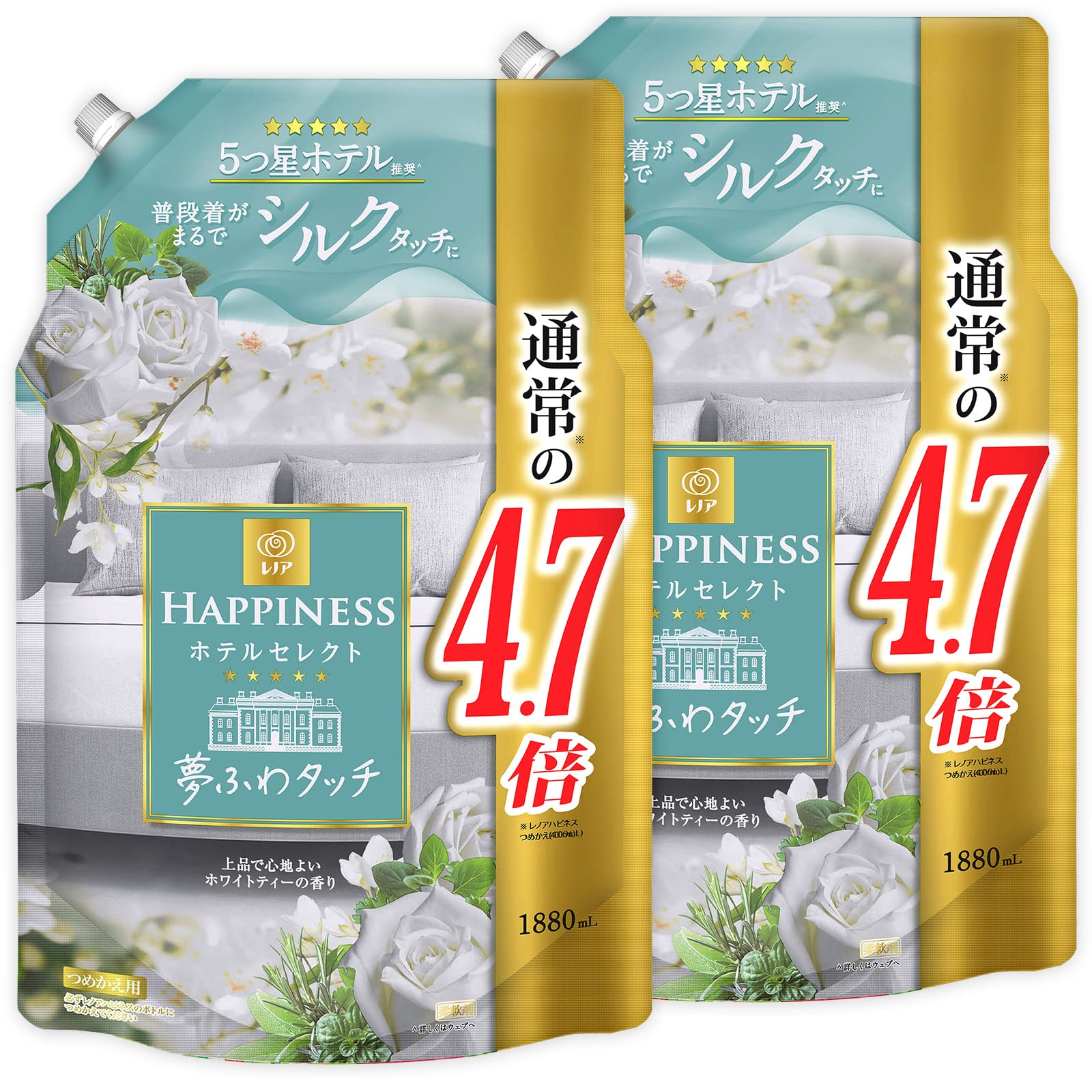 

Lenor Happiness Yume Fuwa Touch Softener White Tea Refill 1880mL x 2 pieces [Bulk purchase] [Large capacity] зелений