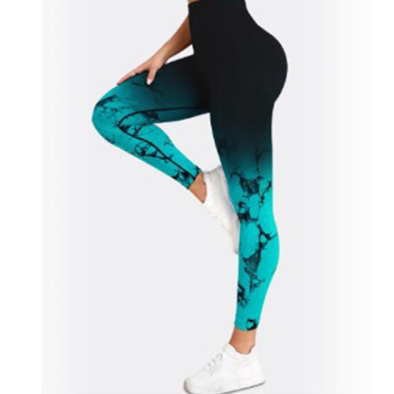 

Градиентные брюки для йоги тай-дай бесшовные женские для бега, тренировок, спортивные брюки телесного цвета с высокой талией и эффектом подтяжки бедер, облегающие фитнес-брюки для женщин S