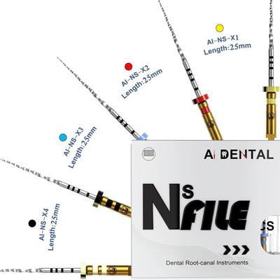 Arquivo AI-NS amoroso Canal radicular cônico variável em forma de serpentina Série Next Silver Broca NiTi ativada por calor de 25 mm com seção transversal retangular