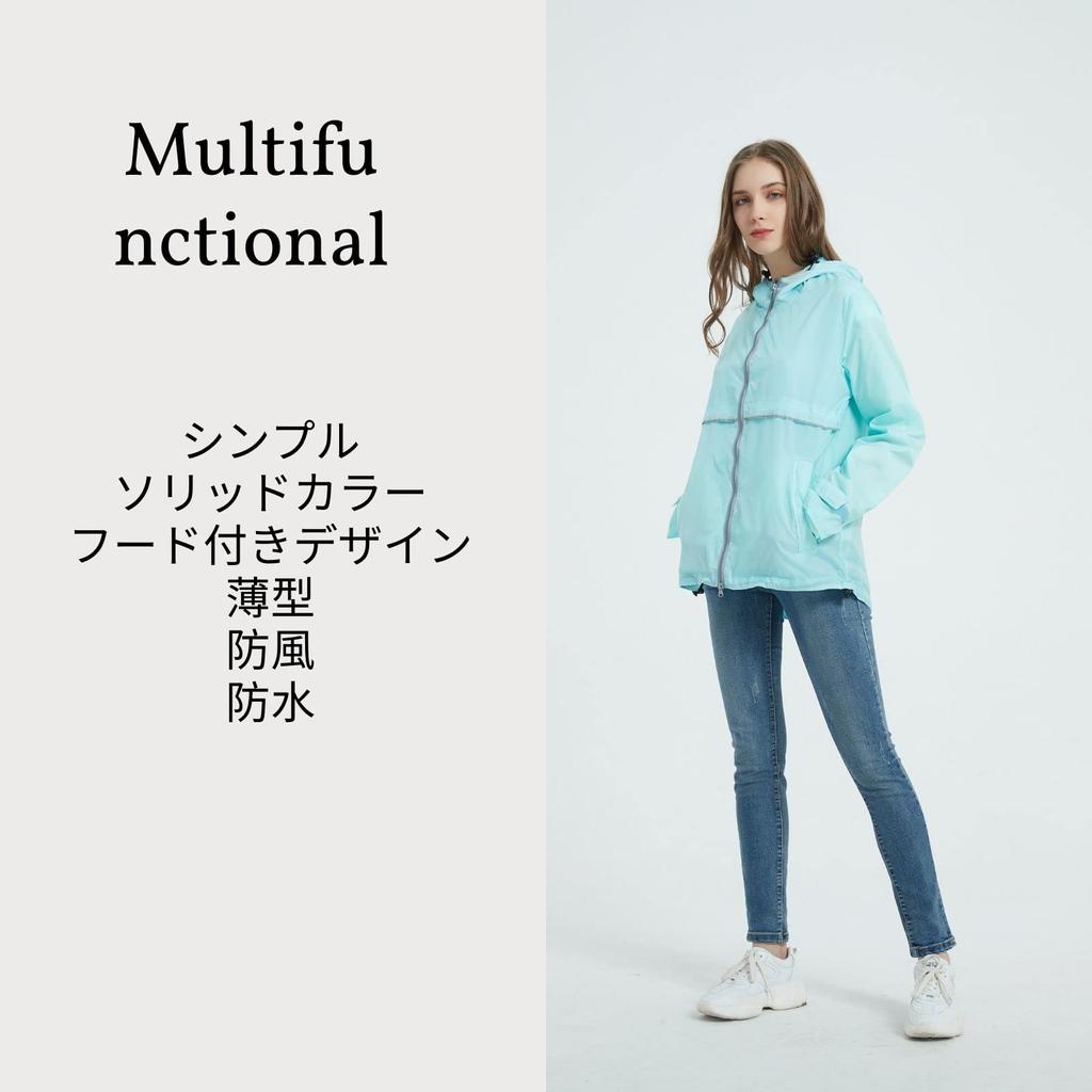 Wind Lightweight Sky XL [MYJAJAYI] Jacket, Jacket, Women's Sportswear, Windproof, Breathable, Waterproof, Raincoat, Spring, Autumn, Blue,