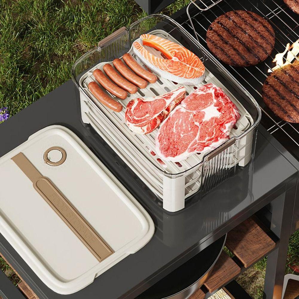 Plastic Vegetable Fruit Storage Box Handheld Meat Freezing Box Refrigerator Storage Box  Picnic