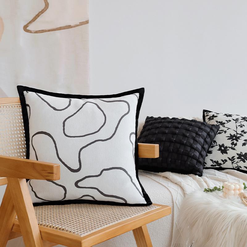 Nordic Simple Black and White Pillow Case Living Room Sofa Pillow Model Room Hotel B&B Home Cushion