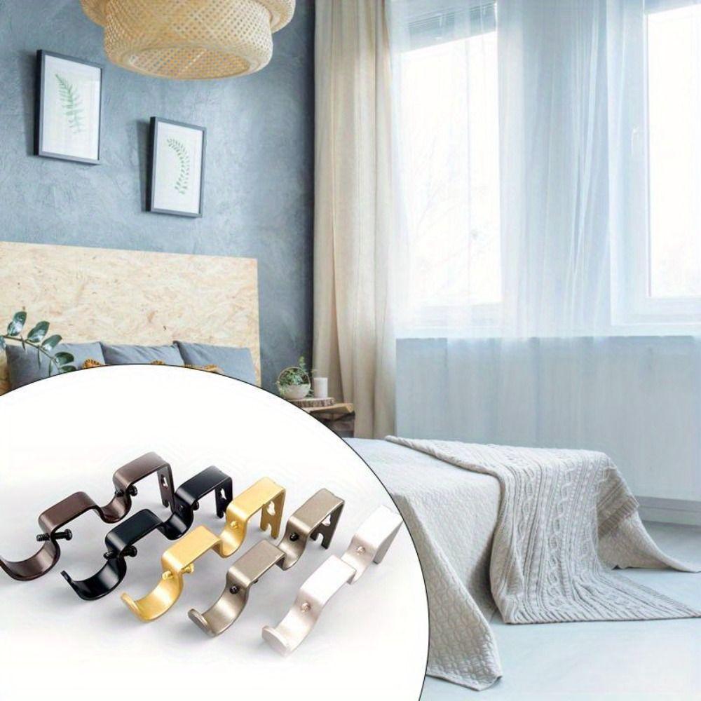 2Pcs Heavy-duty Curtain Rod Brackets Double Rod Double-Layer Hanging Brackets  Home Use