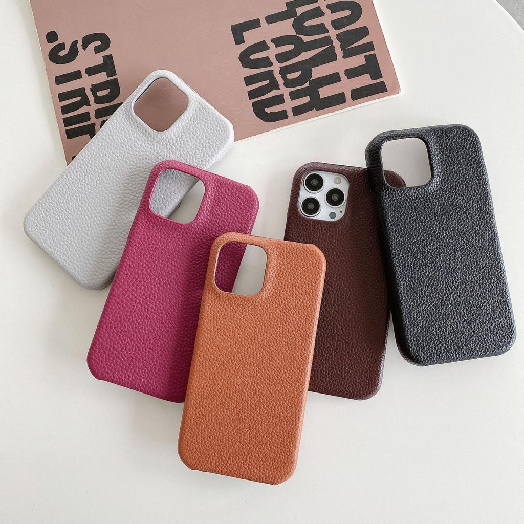 Applicable iPhone16Pro max mobile phone case Apple 14/13/12 lychee pattern mobile phone case feel X