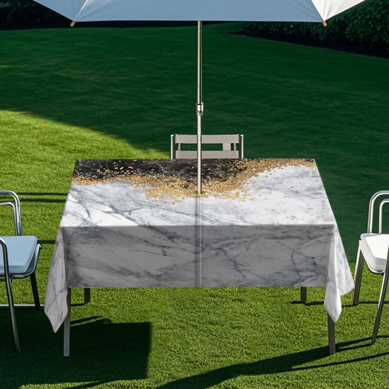 Outdoor Rectangular Table Cover With Starry Sky Sand Flow Waterproof Elastic Edge Patio Garden Dining