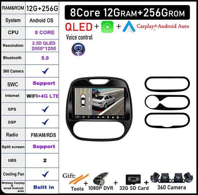 Car Radio Wireless Carplay for Renault Kaptur Captur Clio samsung QM3 2013 2014 2015 2016 MultimediaPlayer Android Auto 4G