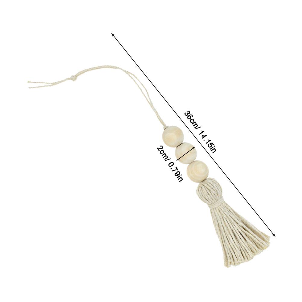 8Pcs Wood Beads Tassel Ornaments Handmade Luxury Decor Accessories for Closet Door Handle Backpack Handbag Curtain Keychain