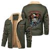 Mens Winter Fleece Lined Cotton Jacket Slim Fit Stand Collar Sport Coat With Graphic Prints European Size