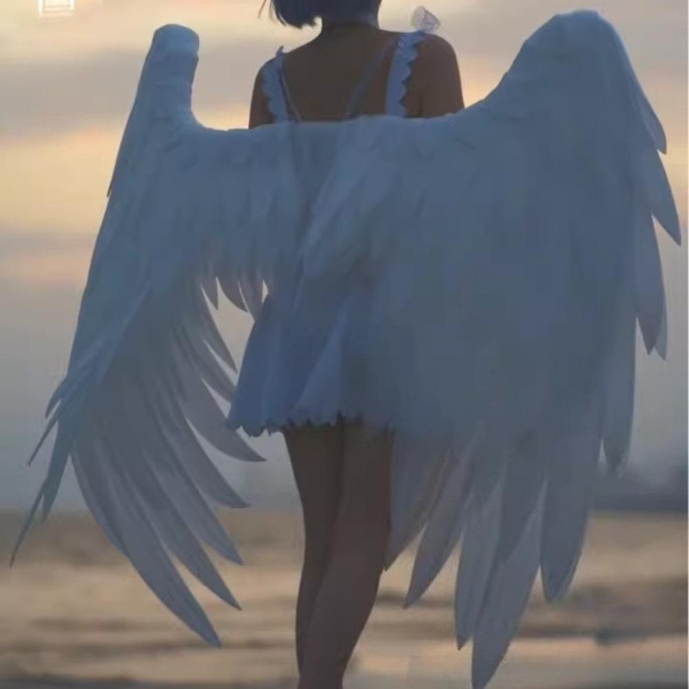White Angel Wings Dance Props – Elegant Swan Simulation Feathers for Photo Shoot, Cosplay, and Decoration