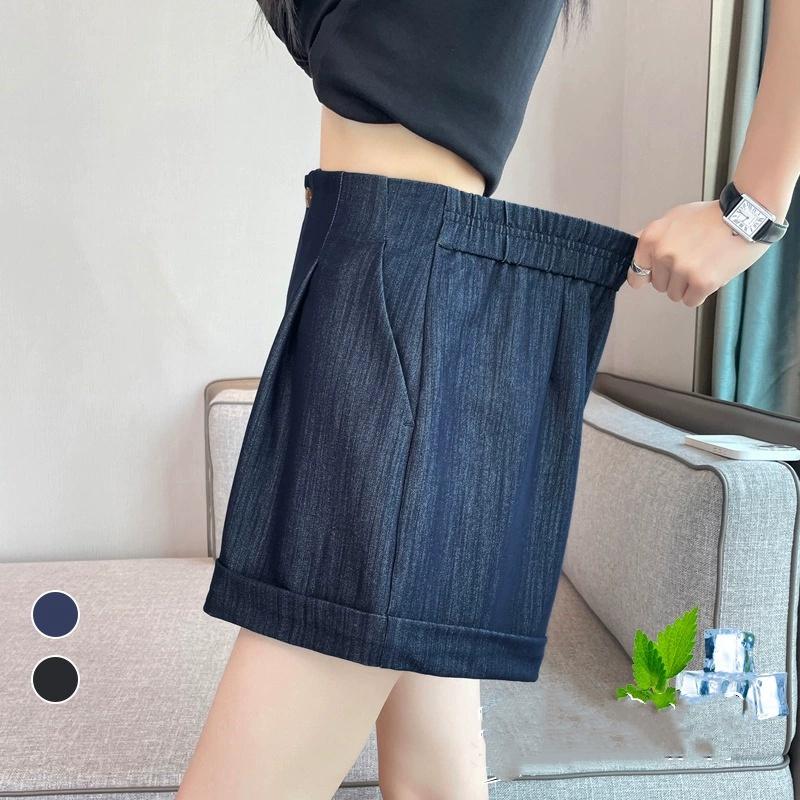 Women's Summer Tencel Denim Shorts – High Waist Loose A-Line Wide Leg Casual Shorts