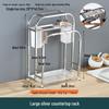 Stainless Steel Kitchen Utensil Holder with Integrated Chopping Board and Multifunctional Storage for Knives and Chopsticks.