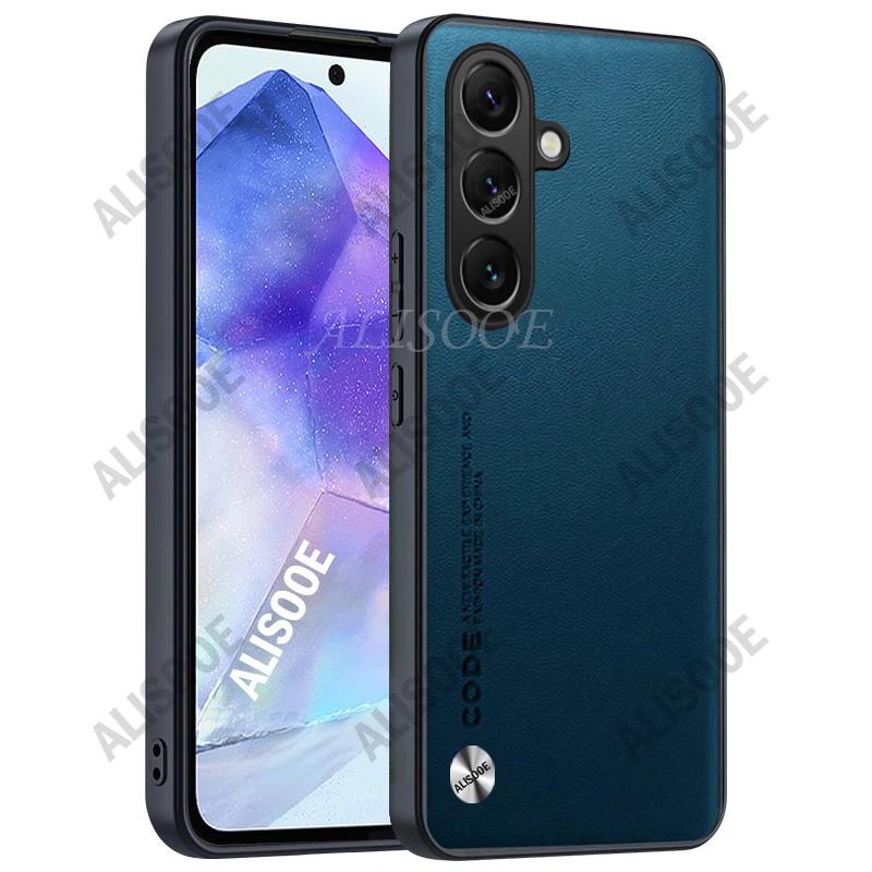 Funda for Samsung Galaxy A55 A35 A54 A34 A24 S24 Ultra S23 Plus Case Fiber Texture PU-Leather Cover for Samsung M54 M34 M14 Capa