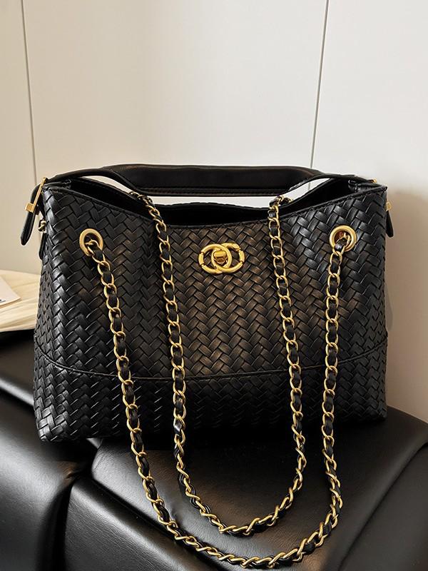 Retro gewebte Damen Umhängetasche - Schultertasche mit großem Fassungsvermögen und modischer Textur
