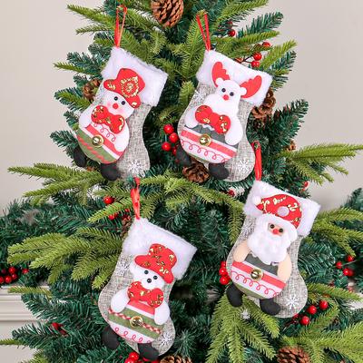 Cartoon Plush Christmas Socks Merry Christmas Tree Pendant for Home Santa Claus Snowman Elk Bear Candy Gift Bag Xmas Ornaments