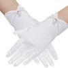 Pearl Decorative White Satin Bridal Gloves Wrist Length Women Silk Gloves  Ladies