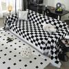 Black and White Plaid Sofa Cover, Anti-cat Scratch Cloth, Sofa Cover, Double-sided Available Sofa Cushion, Universal Sofa Towel for All Seasons