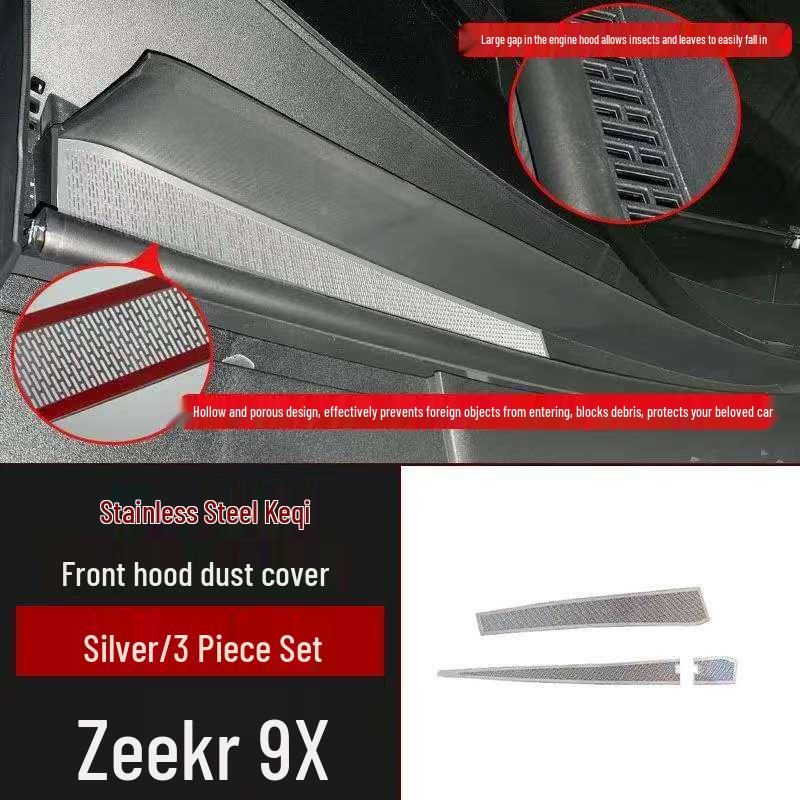 Zeekr 9X Stainless Steel Front Speaker Dust Cover - Non-destructive Paste, Hollow Design, Fits Front and Three Row Seats.