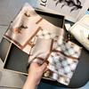 [Wholesale] Retro checkerboard silk silk scarf, small long mulberry silk scarf, women's versatile spring, autumn and winter thin scarf