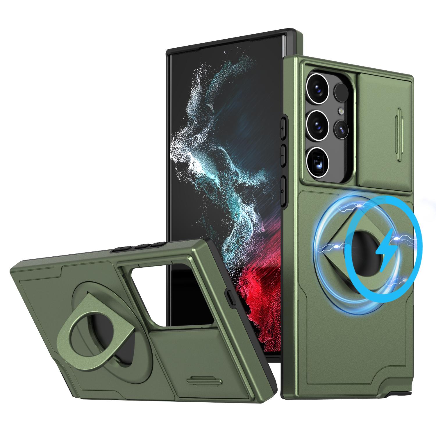 

Магнитный держатель для защитного кольца для слайд-камеры для чехла Magsafe для Samsung S23 Ultra S22 Plus S21 S20 FE A54 5G, противоударный чехол For Samsung A54 5G&Case & Holder армия зеленый