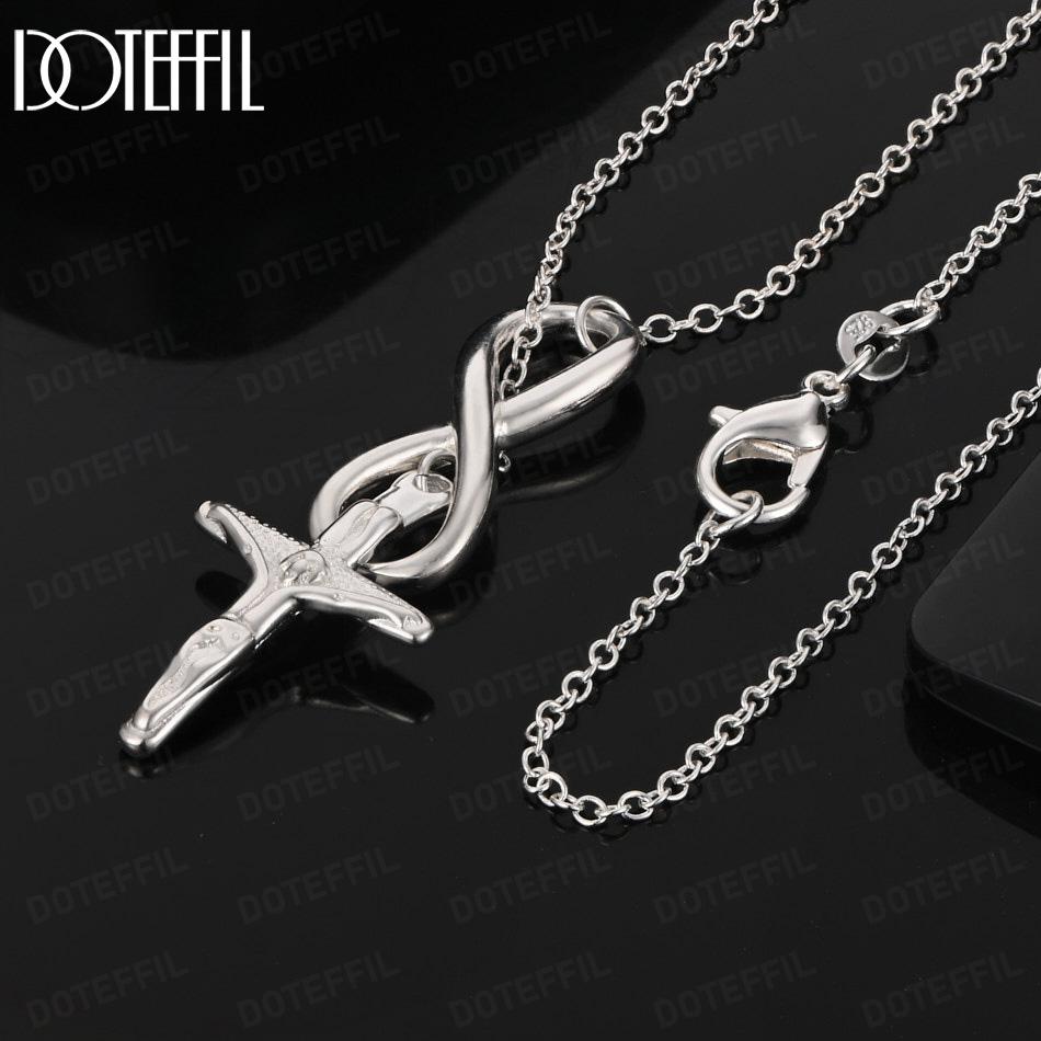 925 Sterling Silver Cross Pendant Necklace Fashion Gift Jewelry