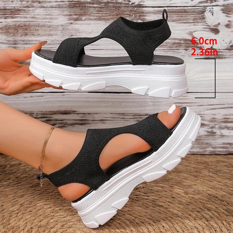 Fashion Summer Women's Sandals Hollow Out Platform Women Shoes Fashion Open Toe Arch Support Sandal Woman New Thick Bottom Sports Sandal