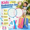 Kids Badminton Racket 2Pcs Set with 3 Balls Non-Slip Soft Grip Portable for Beginner Training Outdoor Beach Activities