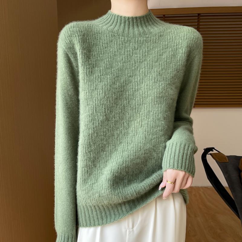 Women's cashmere sweater Qinghe cashmere 30% cashmere 70% wool autumn and winter pullover warm and fashionable