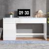 Schreibtisch Hochglanz 120 x 50 cm mit LED-Beleuchtung, 2 Schubladen & 1 Tür, Großer Computertisch und Schminktisch, Moderner Arbeitsplatz für Homeoffice und Schlafzimmer