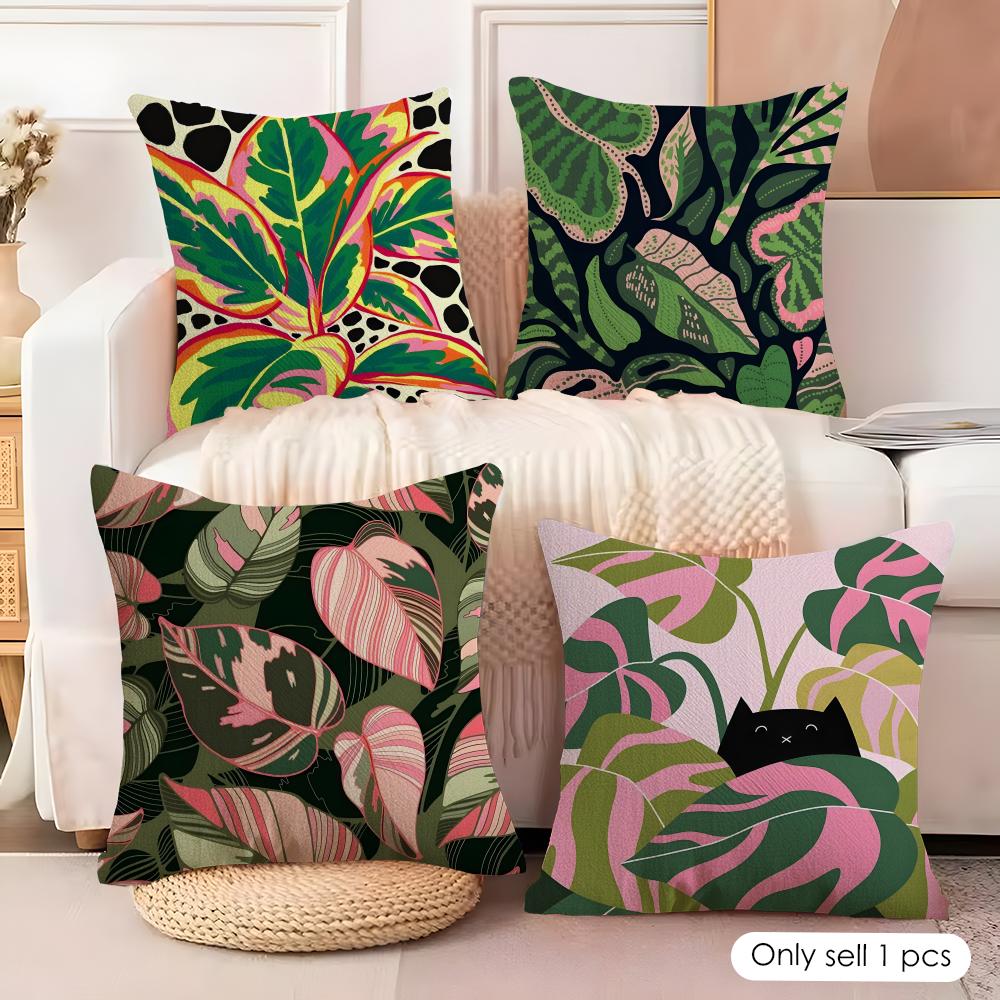 Leaves Cushion Cover Pillowcase Ultra Soft Skin Friendly Fabric Cloud Like Comfort & Concealed Zipper