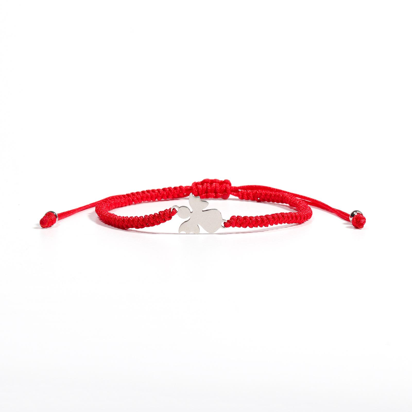 New Stainless Steel Angel Bracelet Handwoven Women s Adjustable Black Red Pink Woven Angel Bracelet