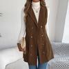 Women's Fashionable Solid Color Sleeveless Button Pocket Vest Jacket