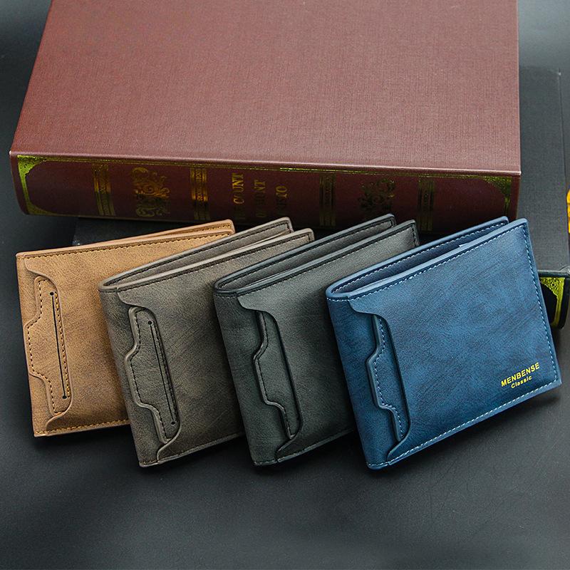 Classic Men's Wallets Vintage Genuine PU Leather Wallet RFID Anti Theft Short Fold Business Card Holder Purse Wallet Man