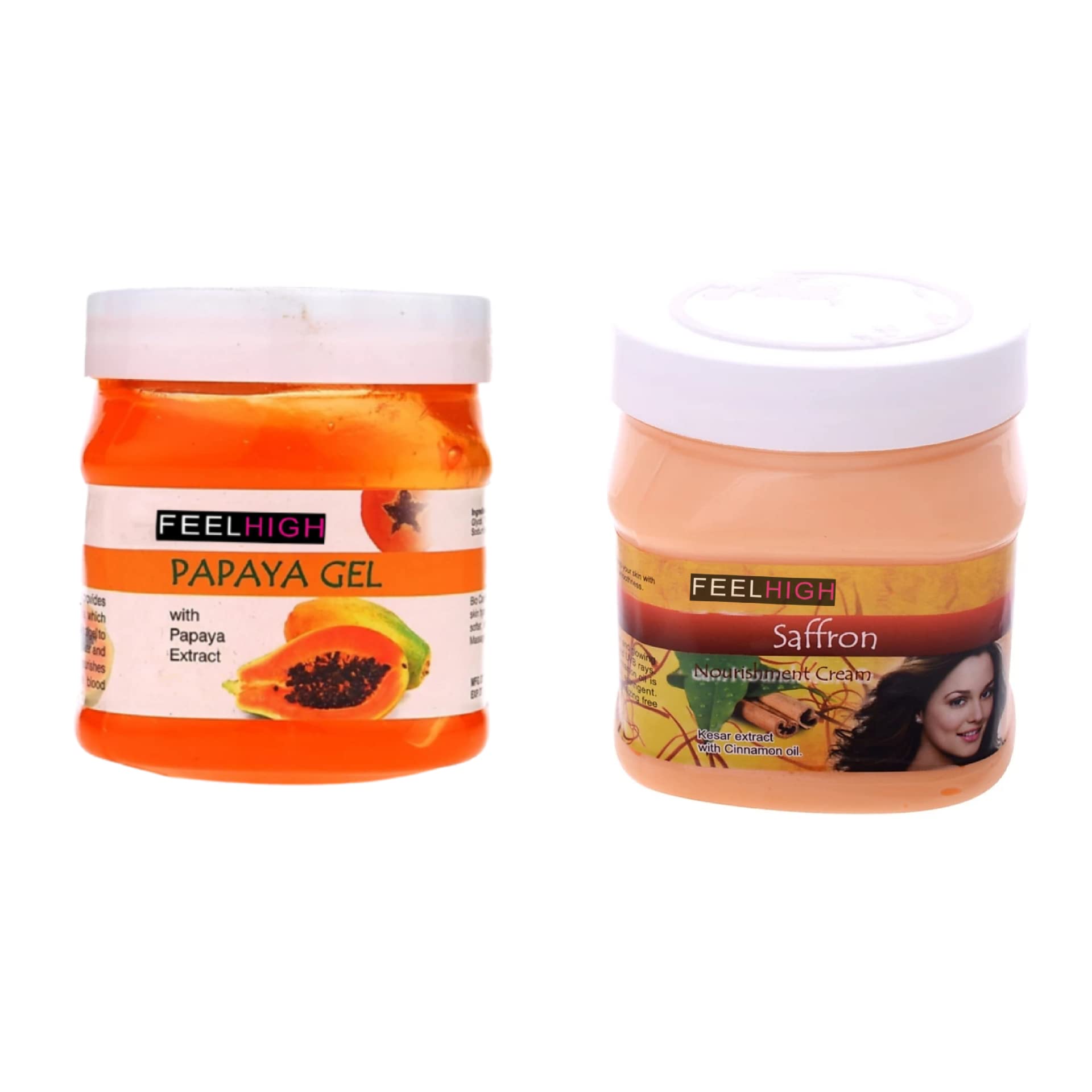 Feelhigh Face & Body Papaya Skin Smoothning Gel -500gm & Saffron Nourshing Cream 500gm for Man and Woman