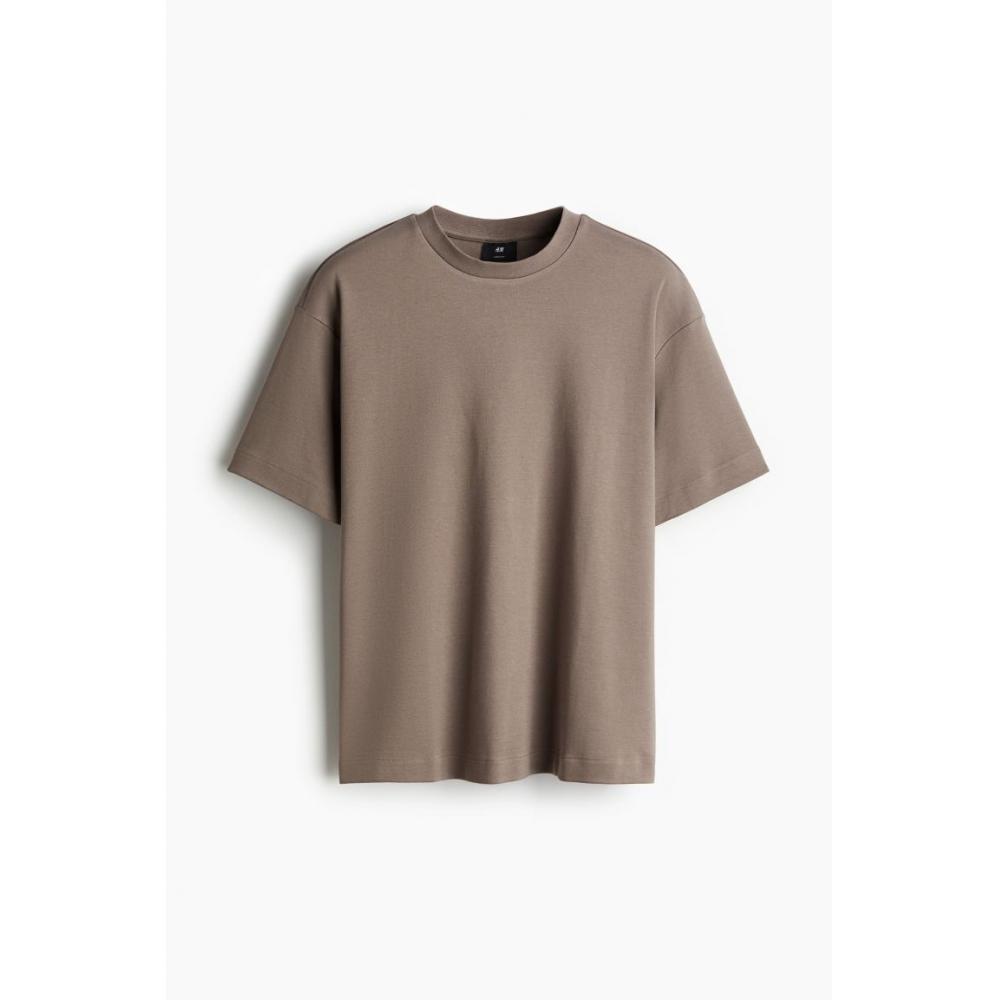 H M Loose FiT T sHirT Dark Beige