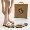 Retro set of toe flat bottom non-slip one-word slippers for women's summer wear 2025 new models with skirts versatile French cool slippers