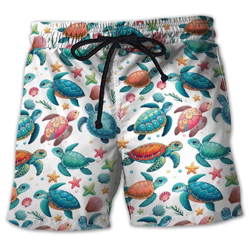 Animal Turtle 3D Printed Short Pants For Men Clothes Casual Hawaiian Sea Animal Beach Shorts Loggerheads Trunks Kids Trousers
