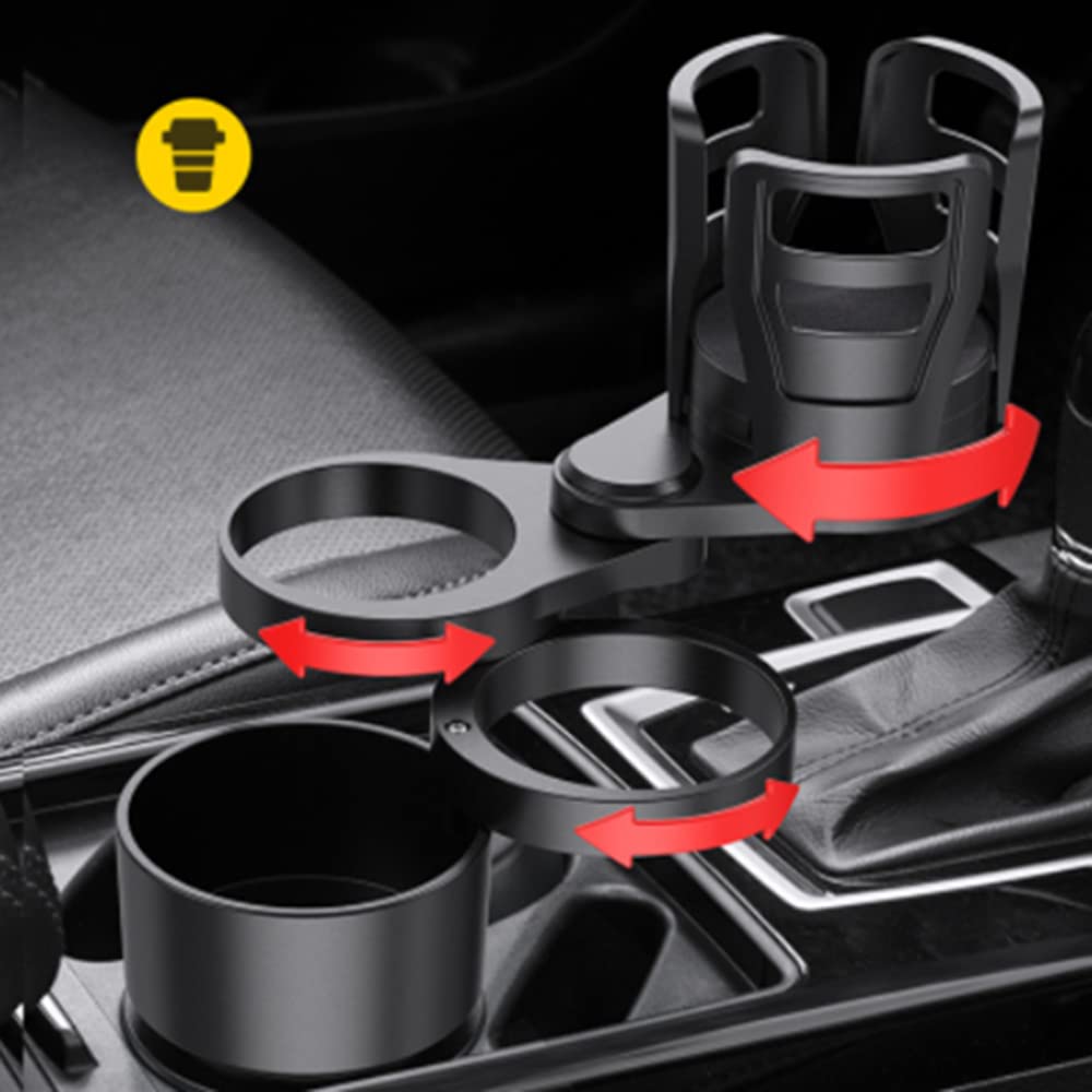 TATACLEA Car Cup Stable Adjustable Automatically Adjustable Elastic Easy Installation 4-in-1 Holder, Multifunctional, 360° Rotation, Non-Slip,