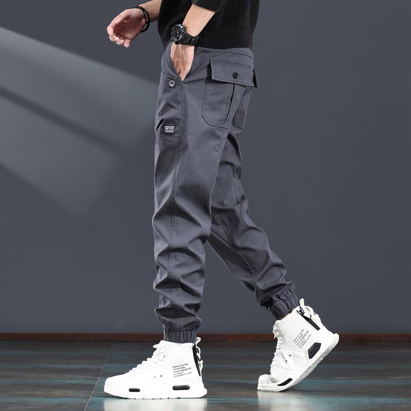 

JieLeNuo Men s Fleece-Lined Tapered Cargo Harem Pants M (110-130 lbs)