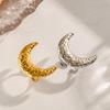 Women's Geometric Moon Stainless Steel Adjustable Ring - High-End Titanium Steel, European & American Style