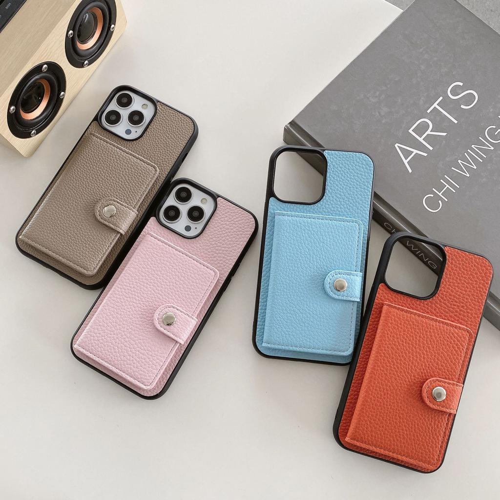Applicable To Apple 14promax Mobile Phone Case iPhone13 Pro Lychee Pattern Left and Right Open Card Mobile Phone Case 12 Tide