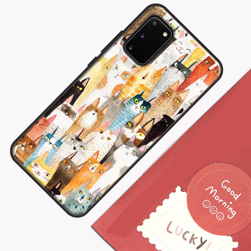 Cute Cartoon Cats Collage Phone Case For Samsung Galaxy S24 S26 Ultra S20 S21 S22 S23 S25 Plus S10 S25 FE Cover Shell