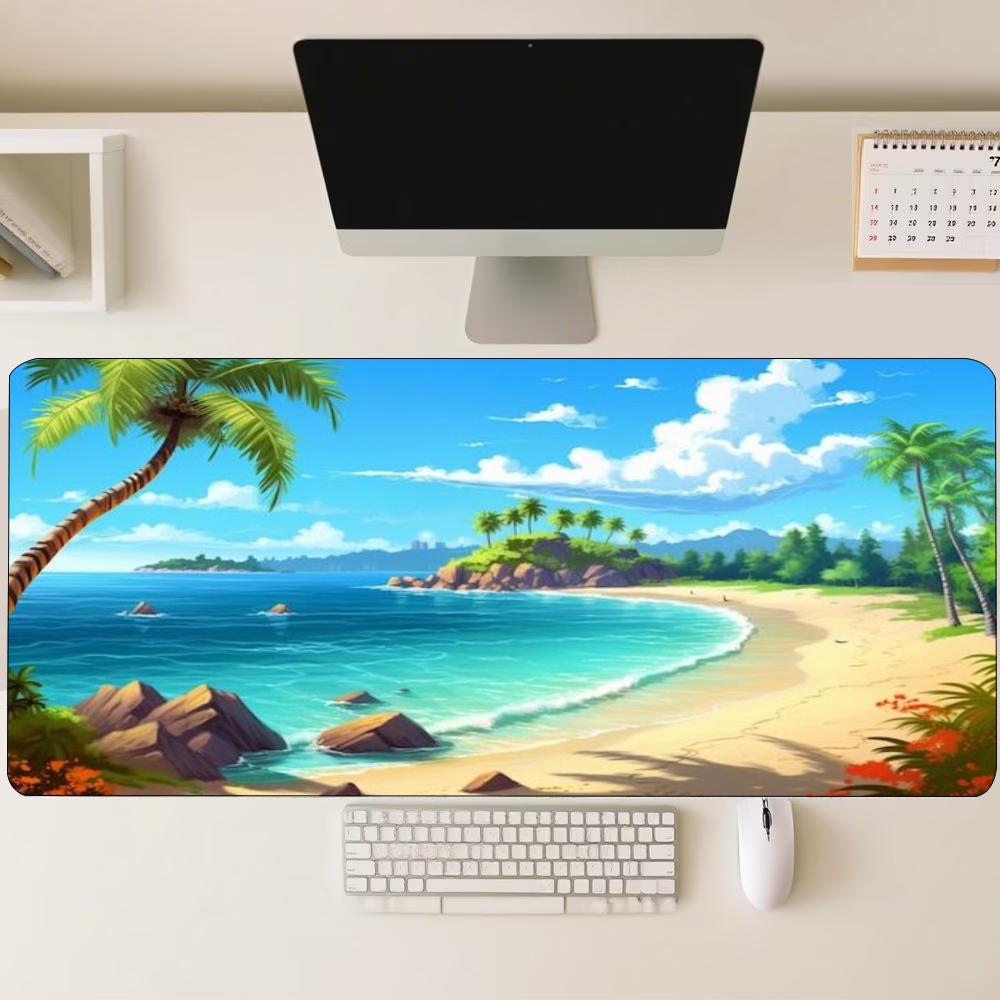Summer Tropical Beach Landscape Extended Gaming Mouse Pad NonSlip Rubber Base Large Desk Mat Keyboard Mouse Pad For Laptop Pc