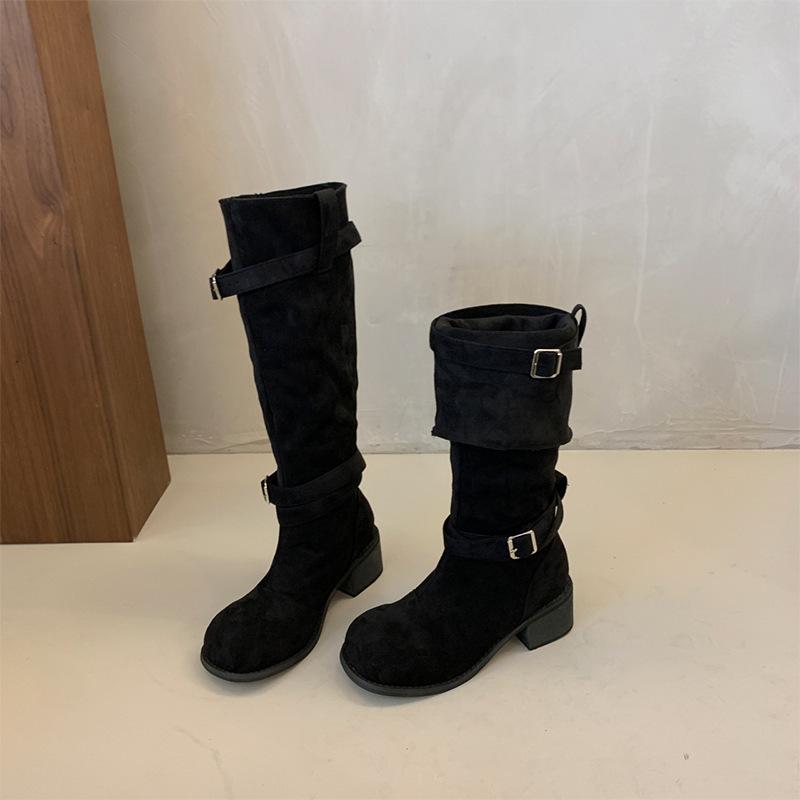 Vintage Pile Boots Western Cowboy Boots Summer 2025 New Tall Boots Women's Boots Small Khaki Boots