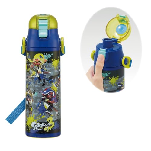 

Skater Kids Stainless Steel Water Bottle, Direct Drinking, 580ml, Splatoon 3 Design, Kid-Friendly, Lightweight, Insulated, for Boys, Cute Sports Bott