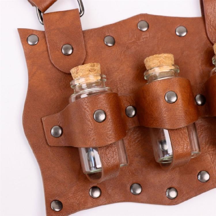 Punk Design Waist Pack 4pcs Set Adjustable Belt Waist Cincher Key Holder Keychain Quiver Brown/Black