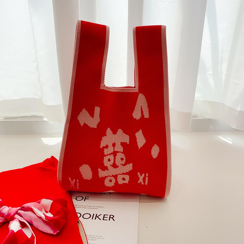 Büyük Kapasiteli Örgü Çanta Kadın Örgü El Çantası Tote Çanta Dış Mekan Kullanımı İçin Taşınabilir Saklama Yumuşak Dokuma Çok Yönlü ve Sevimli Çanta