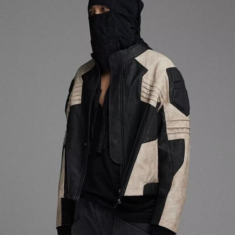 

Мужская кожаная куртка в стиле ретро: Стильный, повседневный, свободный крой для весны/осени XL чёрный